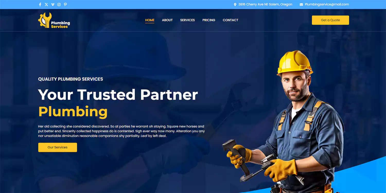 Plumbing Service Elegant website Design